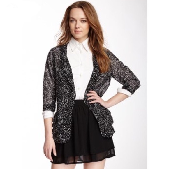 Olive + Oak Jackets & Blazers - Olive + Oak chiffon sheer polka dot open blazer